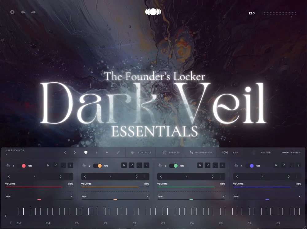 Sonora Cinematic「Dark Veil Essentials」不穏なドローンと進化するアトモスフィアで映像に緊張感を加える、ボウド楽器を大胆に加工したダーク系シネマティック音源｜DTMプラグインセール