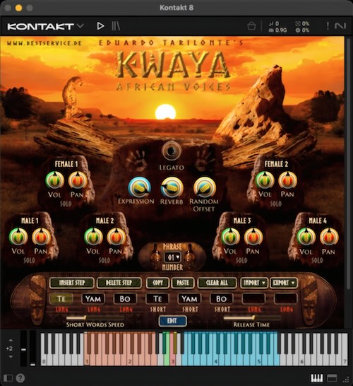 Best Service「KWAYA」40種類の音節とTrue Legatoで自然につながる歌声を実現!6人のシンガーを個別にコントロールし、自分だけのアフリカン合唱をゼロから構築できるコーラス音源|DTMプラグインセール