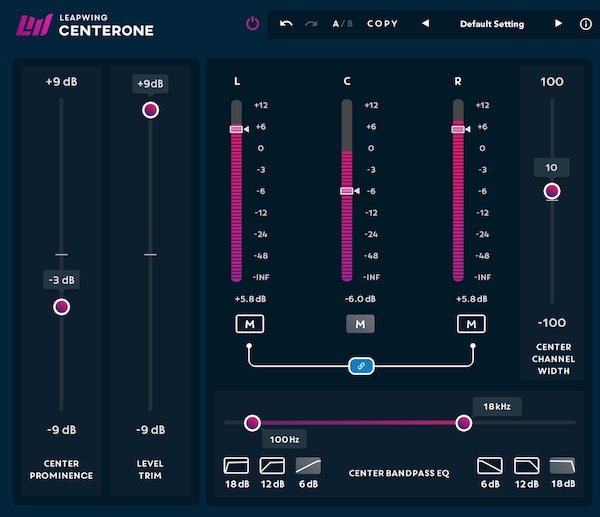 Leapwing Audio「CenterOne」パンや音色を変えずに“ファントムセンター”だけを増減できる、Mid-Sideに頼らない新しいステレオ調整プラグイン|DTMプラグインセール