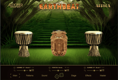 Audiofier「EarthBEAT」アフリカ・アジア・西洋の伝統パーカッションを融合!3レイヤーエンジンと3D空間配置で、立体的かつ有機的なグルーヴを構築できるシネマティック音源|DTMプラグインセール