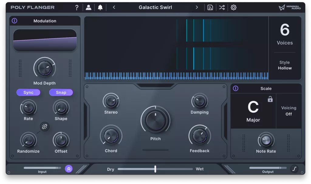 Minimal Audio「Poly Flanger」静的な素材が“表情のあるフレーズ”に変わる！スケール／リズム／ピッチに“追従してキーから外れない”音楽的フランジャー｜DTMプラグインセール