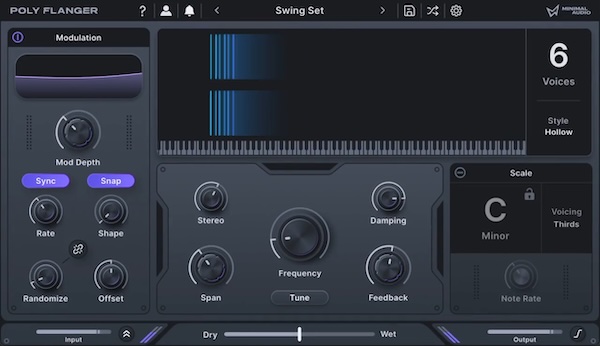 Minimal Audio「Poly Flanger」静的な素材が“表情のあるフレーズ”に変わる！スケール／リズム／ピッチに“追従してキーから外れない”音楽的フランジャー｜DTMプラグインセール