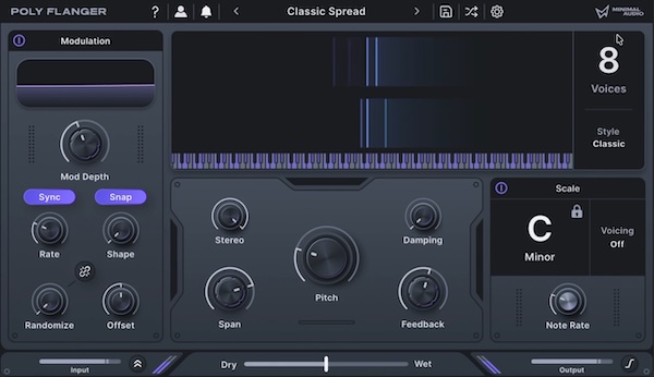 Minimal Audio「Poly Flanger」静的な素材が“表情のあるフレーズ”に変わる！スケール／リズム／ピッチに“追従してキーから外れない”音楽的フランジャー｜DTMプラグインセール