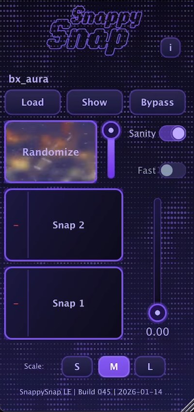 Electric Smudge「SnappySnap Light Edition」2つのスナップショットを自在にブレンド！プラグインの状態を保存し、リアルタイムでモーフィングできる無料プラグインホスト｜DTMプラグインセール