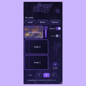 Electric Smudge「SnappySnap Light Edition」2つのスナップショットを自在にブレンド！プラグインの状態を保存し、リアルタイムでモーフィングできる無料プラグインホスト｜DTMプラグインセール