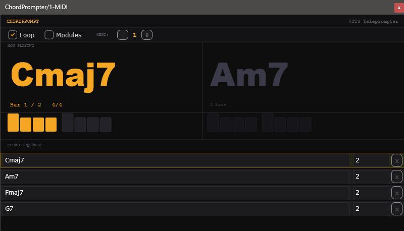 plugins.zenif3「ChordPrompt」制作中にコードを見失わない!プレイヘッド追従&小数小節対応で作曲効率を高めるリアルタイムコードテレプロンプター|DTMプラグインセール