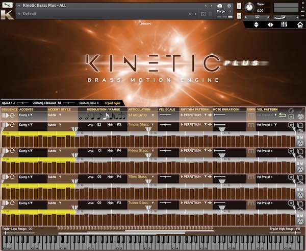 Kirk Hunter Studios「Kinetic Brass Plus」4つの独立タイムラインと64イベント編集機能でブラスを自在に動かす!オスティナート設計を根本から変えるシネマティック特化型ブラス音源|DTMプラグインセール