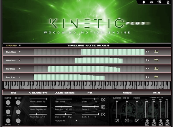 Kirk Hunter Studios「Kinetic Woodwinds Plus」フルート、オーボエ、クラリネット、ファゴットを一括制御！64イベント編集×高度なランダマイズ機能搭載の、木管を動かすためのモーションエンジン｜DTMプラグインセール