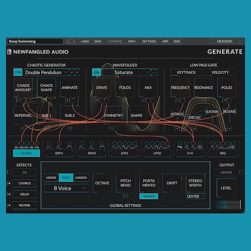 Newfangled Audio「Generate」“暴れるのに美しい”質感と900超プリセット！エフェクトまでモジュれる、最大13パラメータ可変の創作型ポリシンセ｜DTMプラグインセール