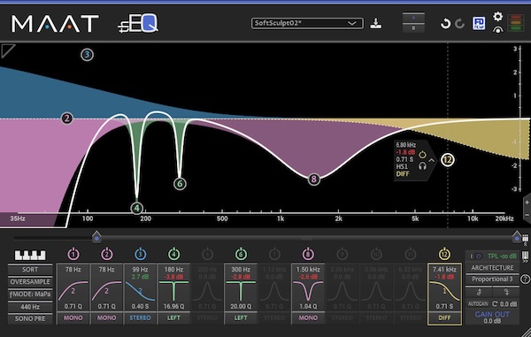 MAAT「thEQblue6」名機EQの回路思想を“理想化デジタル”で6種類に凝縮！ノイズ/歪みゼロで色だけを足せる、80-bit最小位相マスタリングEQ｜DTMプラグインセール