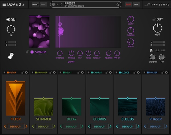 Tracktion「Dawesome LOVE 2」あらゆる音を“シマー／テクスチャ／アトモスフィア”に変える、音楽的グラニュラー＋6スロットFXで質感と空間を一体化するクリエイティブ・マルチFX｜DTMプラグインセール