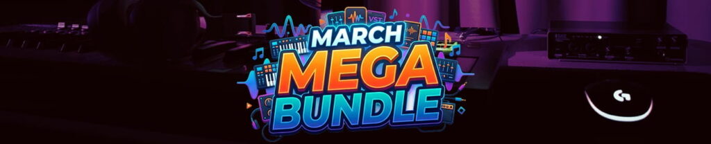 「March Mega Bundle」高度なMIDIステップシーケンサー、シネマティックなサウンドバンク、物理モデリングによるリアルなミュート表現、80〜90年代ロック直系の迫力ドラムを一括導入できる総合バンドル｜DTMプラグインセール