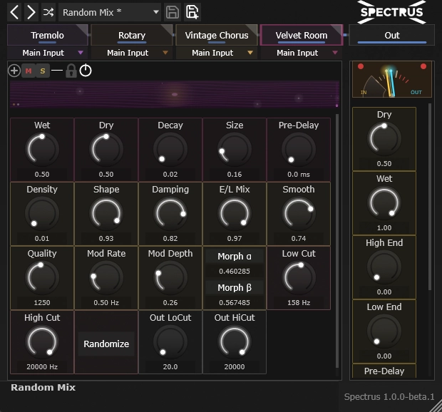 Morphulus「Spectrus」7種類の実用エフェクトと本格ルーティングを搭載!4スロットのモジュラー構造で自由に音を組み立てるマルチエフェクト|DTMプラグインセール