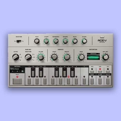 Arturia「Acid V」TB-303の“銀箱”を回路レベルで再現しつつ、64ステップ拡張シーケンサー×14種ディストーション×サブOSCで現代のアシッド/レイヴを作るアシッドシンセ｜DTMプラグインセール