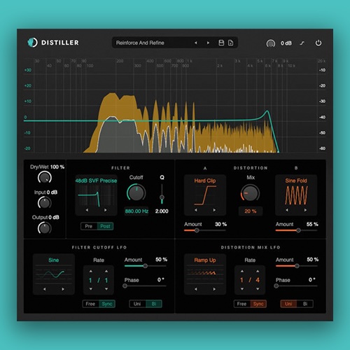 Diginoiz「Distiller」29種類のフィルターと15種類のディストーションを搭載！2系統LFOで音を自在に動かせるサウンドデザイン特化型プラグイン｜DTMプラグインセール