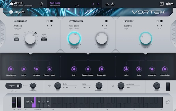 Ujam「Usynth VORTEX」スーパソウ／レイヴスタブ／駆けるアルペジオ／ハードトランスベースが揃う！Y2K〜90s後期トランスを“Gen-Z仕様”に再点火するEDM音源｜DTMプラグインセール