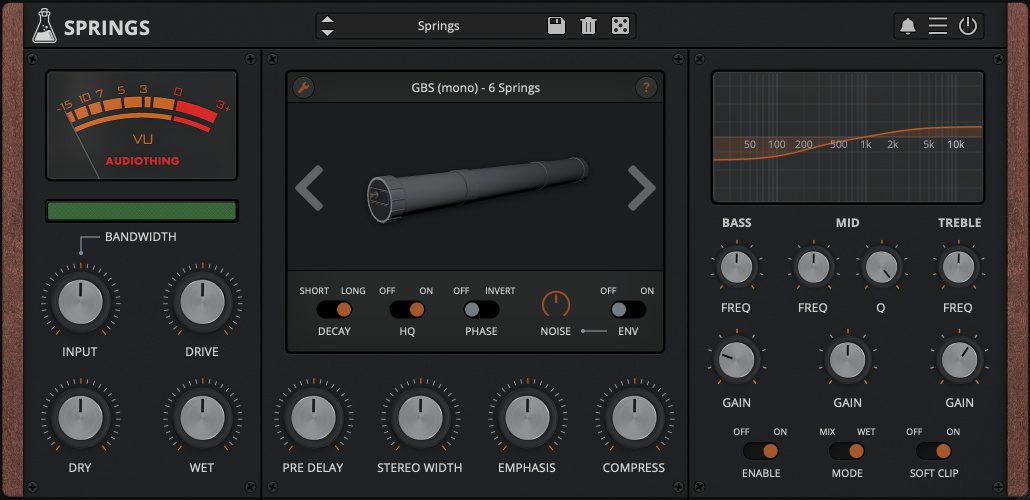 AudioThing「Springs」8種ヴィンテージ・スプリングリバーブ+Baxandall EQ搭載!“アンプっぽい艶とボイン感”を音楽的に作るリバーブプラグイン|DTMプラグインセール