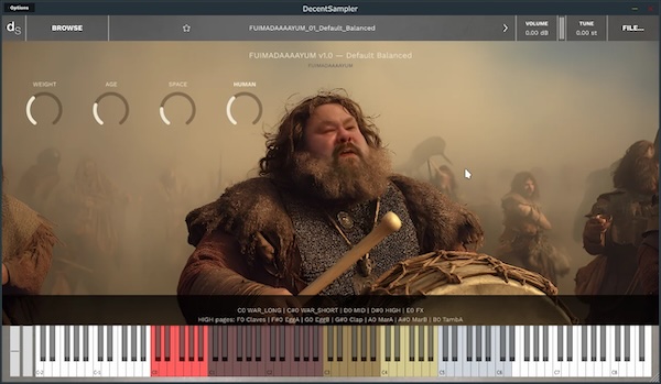 Fuimadane「FUIMADAAAAYUM – Cinematic War Drums」オーガニックな戦太鼓とヒューマナイズ機能で生々しい迫力を生むDecent Sampler用パーカッション音源|DTMプラグインセール