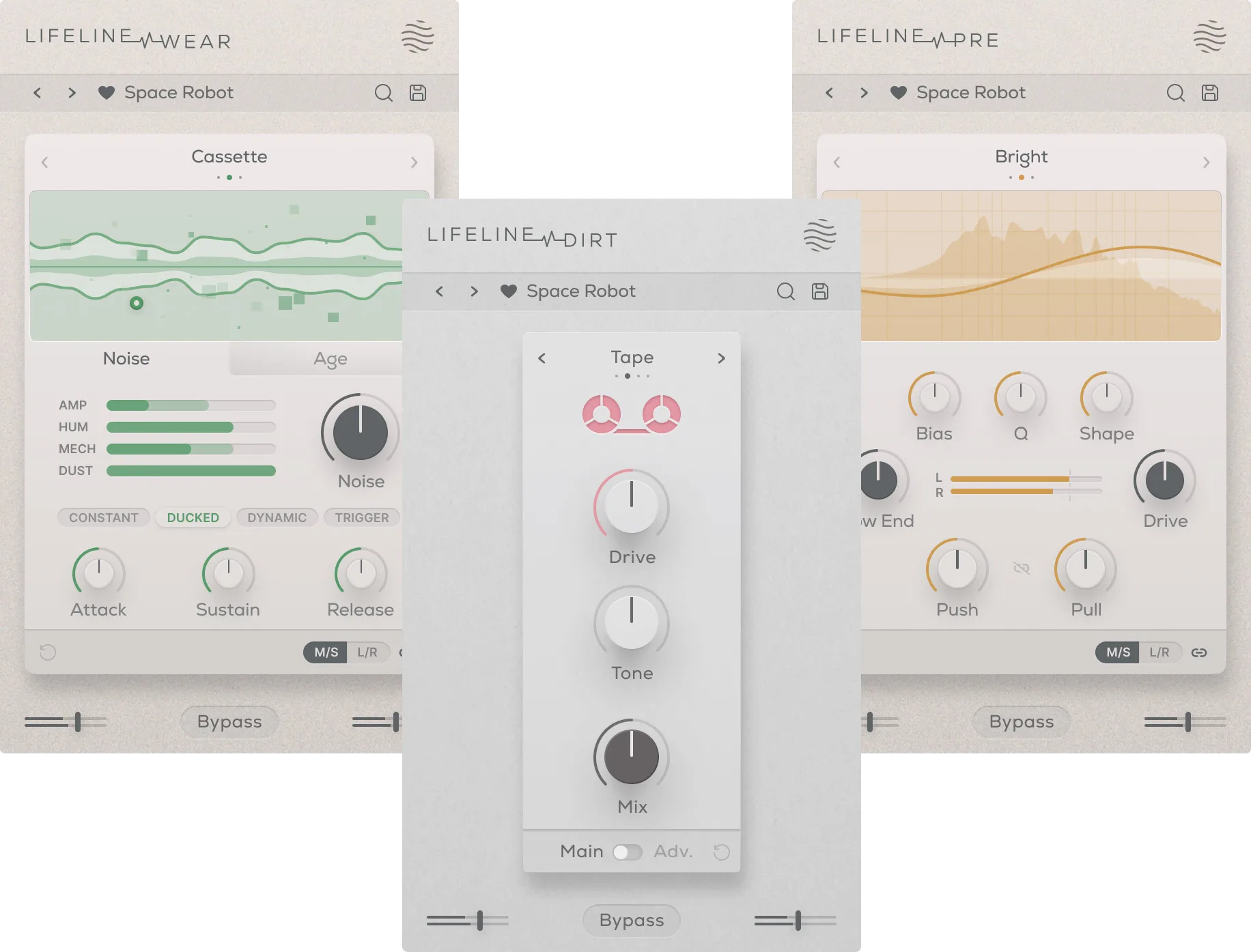 Excite Audio「$19 Mixdown Character Bundle」ミックスにあと一歩の個性を加えたい人へ。ノイズ・倍音・プリアンプ処理で音を立体的に仕上げ、音に表情を与える実践的エフェクト集｜DTMプラグインセール