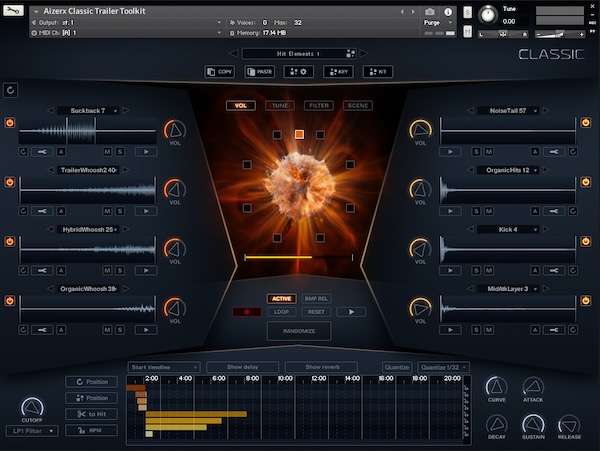 Keepforest 「AizerX - Classic Trailer Toolkit」スマートランダムで唯一無二のヒット/ウーシュ/ライザーを量産し、XYパッド＆多彩FXで深く作り込める“王道トレーラー音作り”総合ツール｜DTMプラグインセール