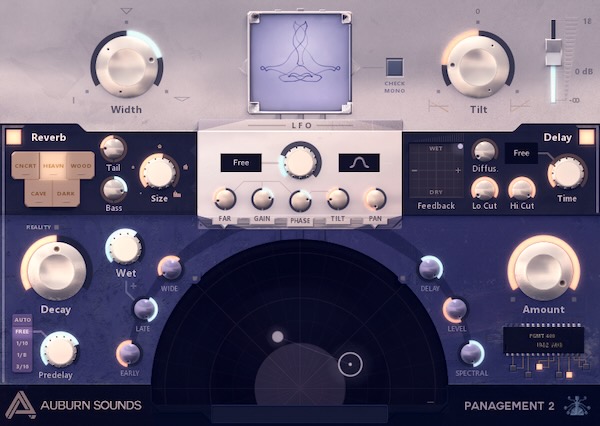 Auburn Sounds「Panagement 2」前後方向まで操作できるバイノーラル距離パンナー搭載！リバーブとディレイを統合し、ミックスを平面から立体へ引き上げる空間設計プラグイン｜DTMプラグインセール