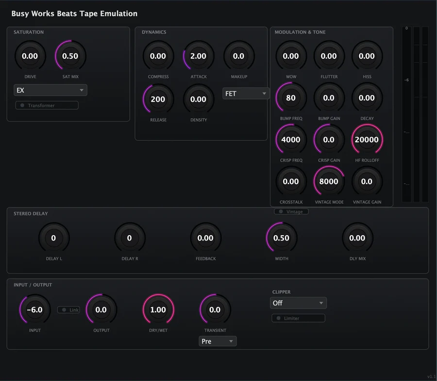 Busy Works Beats「Tape Emulation」サチュレーションから高域ロールオフまで自在にコントロールできる本格テープエミュレーション｜DTMプラグインセール