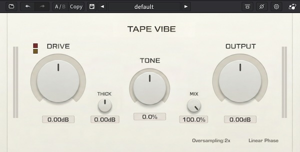 Three-Body Technology「Tape Vibe」デジタル録音の硬さを自然にやわらげる！シンプル操作でヴィンテージテープの倍音と温かみを加えるサチュレーション｜DTMプラグインセール