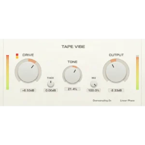 Three-Body Technology「Tape Vibe」デジタル録音の硬さを自然にやわらげる！シンプル操作でヴィンテージテープの倍音と温かみを加えるサチュレーション｜DTMプラグインセール