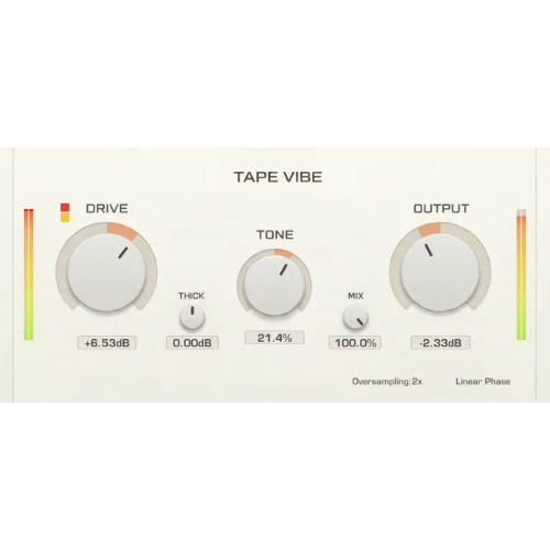 Three-Body Technology「Tape Vibe」デジタル録音の硬さを自然にやわらげる！シンプル操作でヴィンテージテープの倍音と温かみを加えるサチュレーション｜DTMプラグインセール