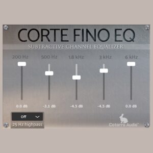 Cotorro Audio「Corte Fino EQ」“足さないEQ”という発想でミックスをクリアに！不要な周波数を削って自然に整える、軽量サブトラクティブEQ｜DTMプラグインセール