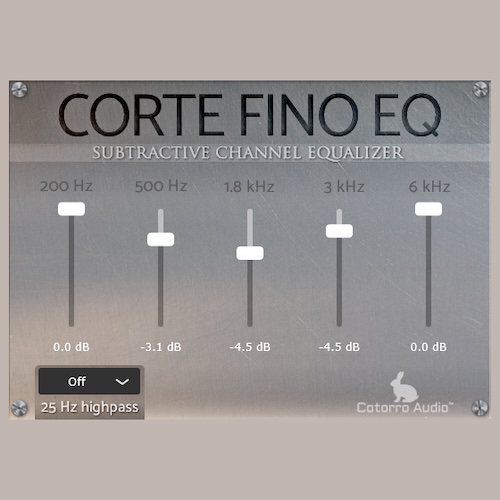 Cotorro Audio「Corte Fino EQ」“足さないEQ”という発想でミックスをクリアに！不要な周波数を削って自然に整える、軽量サブトラクティブEQ｜DTMプラグインセール