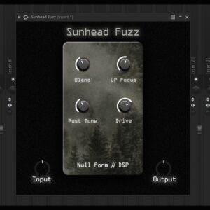 Null Form DSP「Sunhead Fuzz」原音を分解し、不要な成分を取り除き、ノイズから形を導く！音を足すのではなく削るという発想から生まれたファズプラグイン｜DTMプラグインセール
