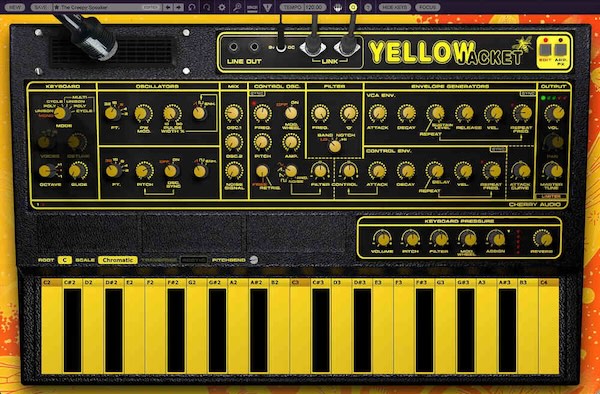 Cherry Audio「Yellowjacket」クイキーなOSCと独特フィルターの質感を残し、内蔵スピーカーの鳴りまで再現する“想像上の上位機種”シンセ｜DTMプラグインセール