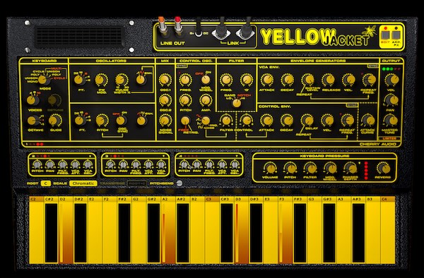 Cherry Audio「Yellowjacket」クイキーなOSCと独特フィルターの質感を残し、内蔵スピーカーの鳴りまで再現する“想像上の上位機種”シンセ｜DTMプラグインセール
