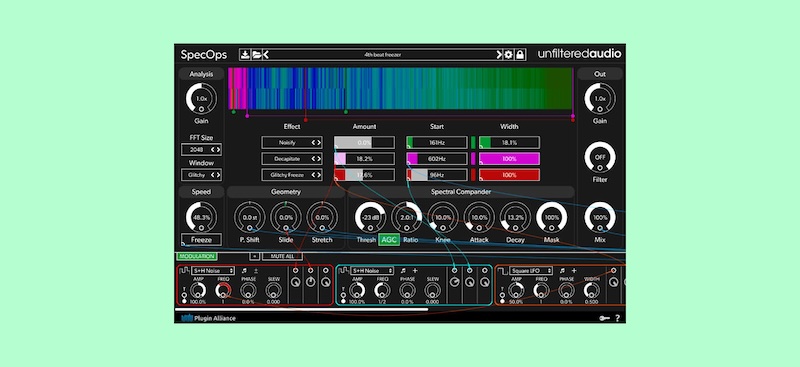 Plugin Alliance「Unfiltered Audio SpecOps」音を整える〜粉砕するまで1本で!36種スペクトラルFX+3段同時処理+周波数ビン個別圧縮“Spectral Compander”搭載の多機能FX|DTMプラグインセール