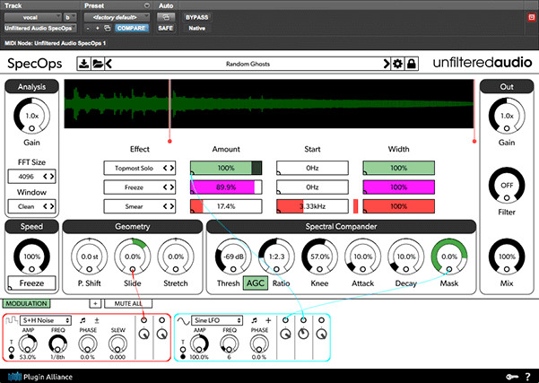 Plugin Alliance「Unfiltered Audio SpecOps」音を整える〜粉砕するまで1本で!36種スペクトラルFX+3段同時処理+周波数ビン個別圧縮“Spectral Compander”搭載の多機能FX|DTMプラグインセール