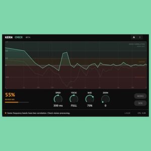 KERN「CHECK」40バンドのスペクトラル相関表示でミックスのモノ崩れを周波数ごとに可視化する無料アナライザー｜DTMプラグインセール