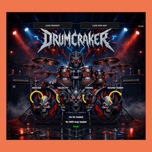 Wamphyre「DrumCraker VST3」DrumGizmo完全互換・16系統固定バス出力・高度なヒューマナイズ機能を備えた低レイテンシードラムサンプラー｜DTMプラグインセール