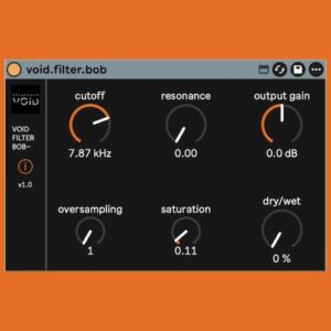 Structure Void「VOID FILTER BOB」Moog系24dBラダー回路を物理モデリングで忠実再現、自己発振から破壊的倍音まで操れるMax for Liveフィルター｜DTMプラグインセール