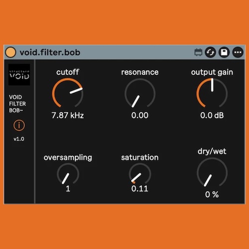 Structure Void「VOID FILTER BOB」Moog系24dBラダー回路を物理モデリングで忠実再現、自己発振から破壊的倍音まで操れるMax for Liveフィルター｜DTMプラグインセール