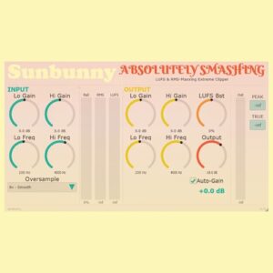 Sunbunny「Absolutely Smashing」+3 LUFS超えを本気で狙う！RMS＆LUFS最大化エクストリーム・クリッパー｜DTMプラグインセール