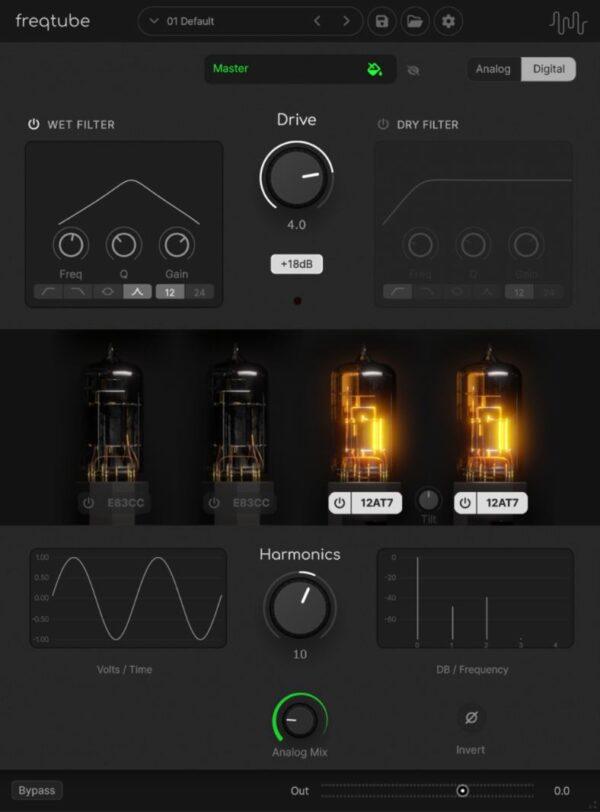Freqport Plugins「FreqTube FT1-EMU」回路レベルのコンポーネントモデリングで真空管の非線形挙動まで再現！デジタル制作に本物の倍音と立体感を加える次世代チューブサチュレーション｜DTMプラグインセール