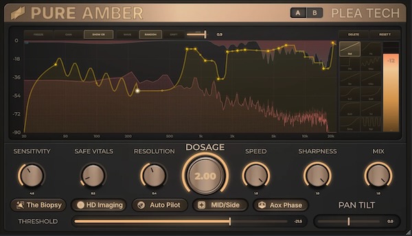 PLEA TECH「PURE AMBER」音の生命感を残したまま不要なレゾナンスだけを除去する学習型スペクトル・ダイナミクスプラグイン｜DTMプラグインセール
