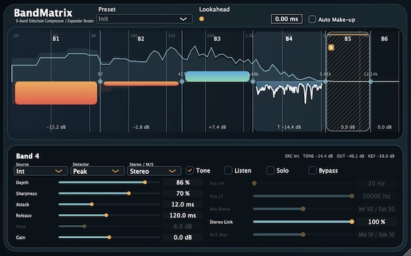 Kojima Audio「BandMatrix」6バンド独立制御と柔軟なキー設定で実現する、帯域限定サイドチェイン・コンプレッサー｜DTMプラグインセール