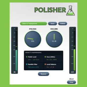 Driftlab Audio「Polisher」ミックス前の“下処理”を自動化！50/60Hzハム検出・ランブル除去・透明レベリングをワンノブで行う、音の下地づくり専用プラグイン｜DTMプラグインセール