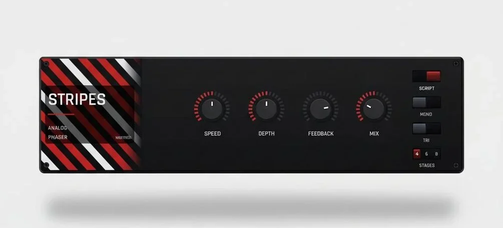 Warmth「Stripes - Free Phaser VST」4・6・8ステージ切替とScript／Blockモード搭載！MXR Phase 90にインスパイアされたクラシックアナログフェイザー｜DTMプラグインセール