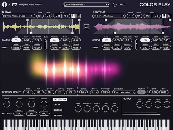 NEST Acoustics「Color Play」“スペクトル封印”で音を着せ替える！任意オーディオのスペクトル包絡をMIDIチューンのフィルターバンクで別音源に転写し、最大8ボイスで鳴らせるポリフォニック音源｜DTMプラグインセール