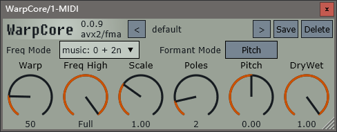ManasWolrd「WarpCore」マルチバンド・スペクトル反転でボーカルとメロディを異次元へ導く実験系オーディオプラグイン｜DTMプラグインセール