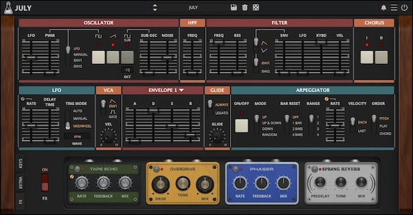AudioThing「JULY」80年代初頭の名アナログ・ポリシンセを実機レベルで再現!DCOの挙動からコーラスのきらめきまで追い込んだ“生きてる”クラシックサウンド|DTMプラグインセール
