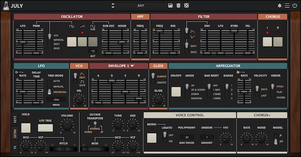 AudioThing「JULY」80年代初頭の名アナログ・ポリシンセを実機レベルで再現!DCOの挙動からコーラスのきらめきまで追い込んだ“生きてる”クラシックサウンド|DTMプラグインセール